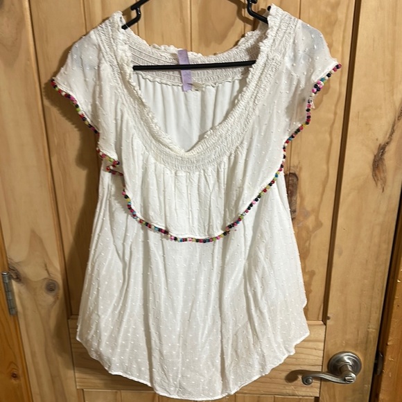 Alya White Flutter Sleeve Ruffled Blouse - Picture 1 of 5